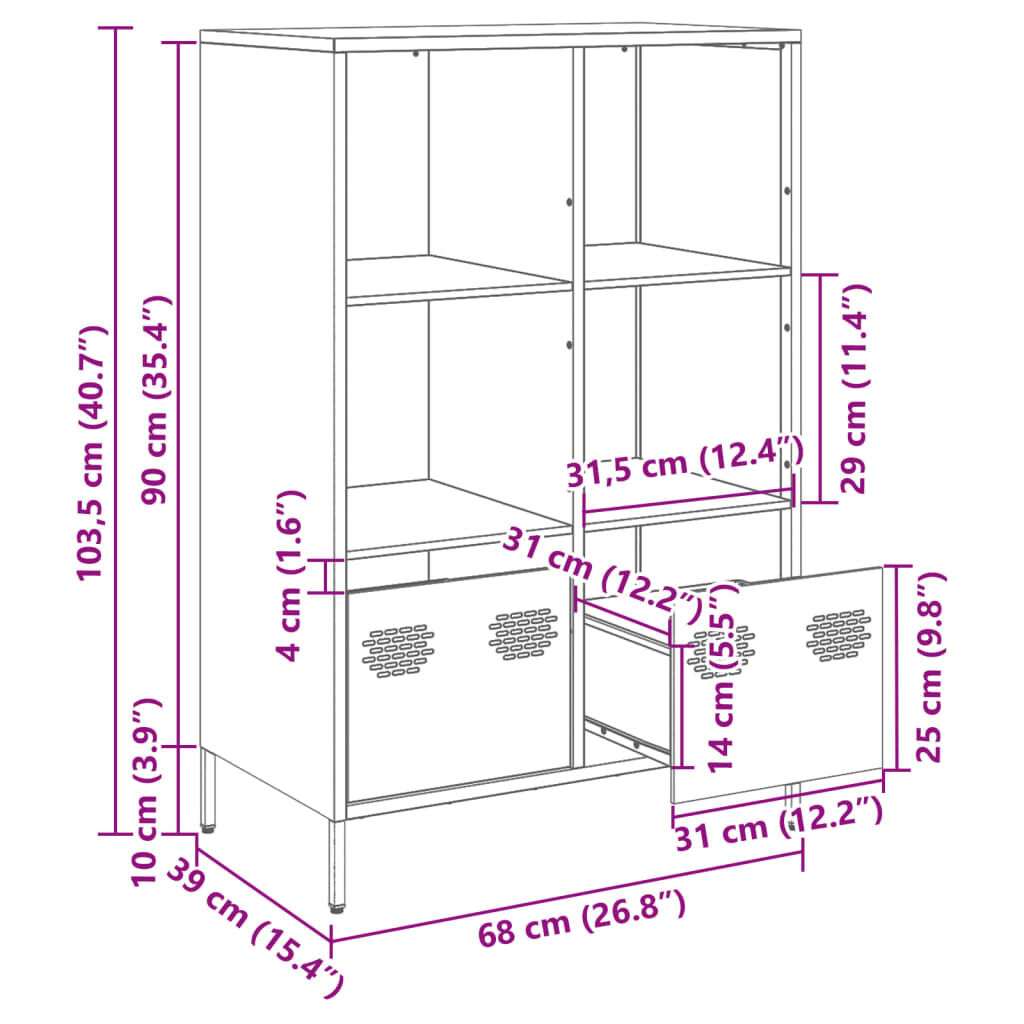 vidaXL Ντουλάπι Ανθρακί 68x39x103,5 εκ. από Χάλυβα
