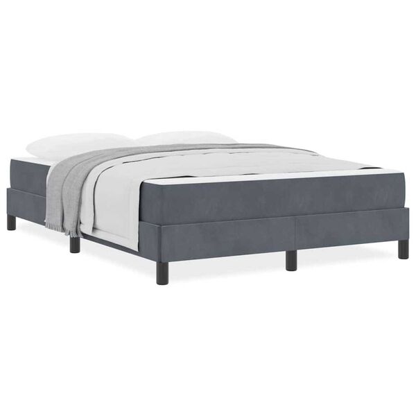 vidaXL Κρεβάτι box spring με στρώμα Σκούρο Γκρι 140 x 190 cm Βελούδο