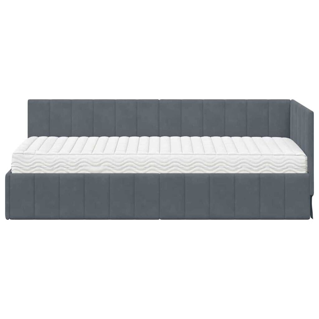 vidaXL Κρεβάτι Γωνίας με στρώμα Σκούρο γκρι 80 x 200 cm Βελούδο