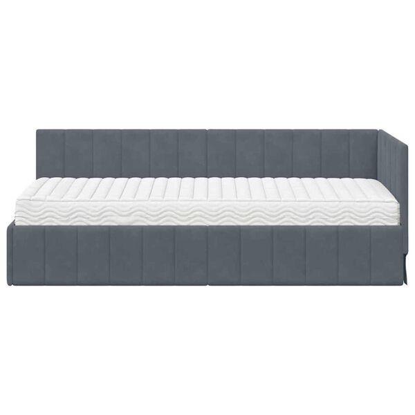 vidaXL Κρεβάτι Γωνίας με στρώμα Σκούρο γκρι 80 x 200 cm Βελούδο