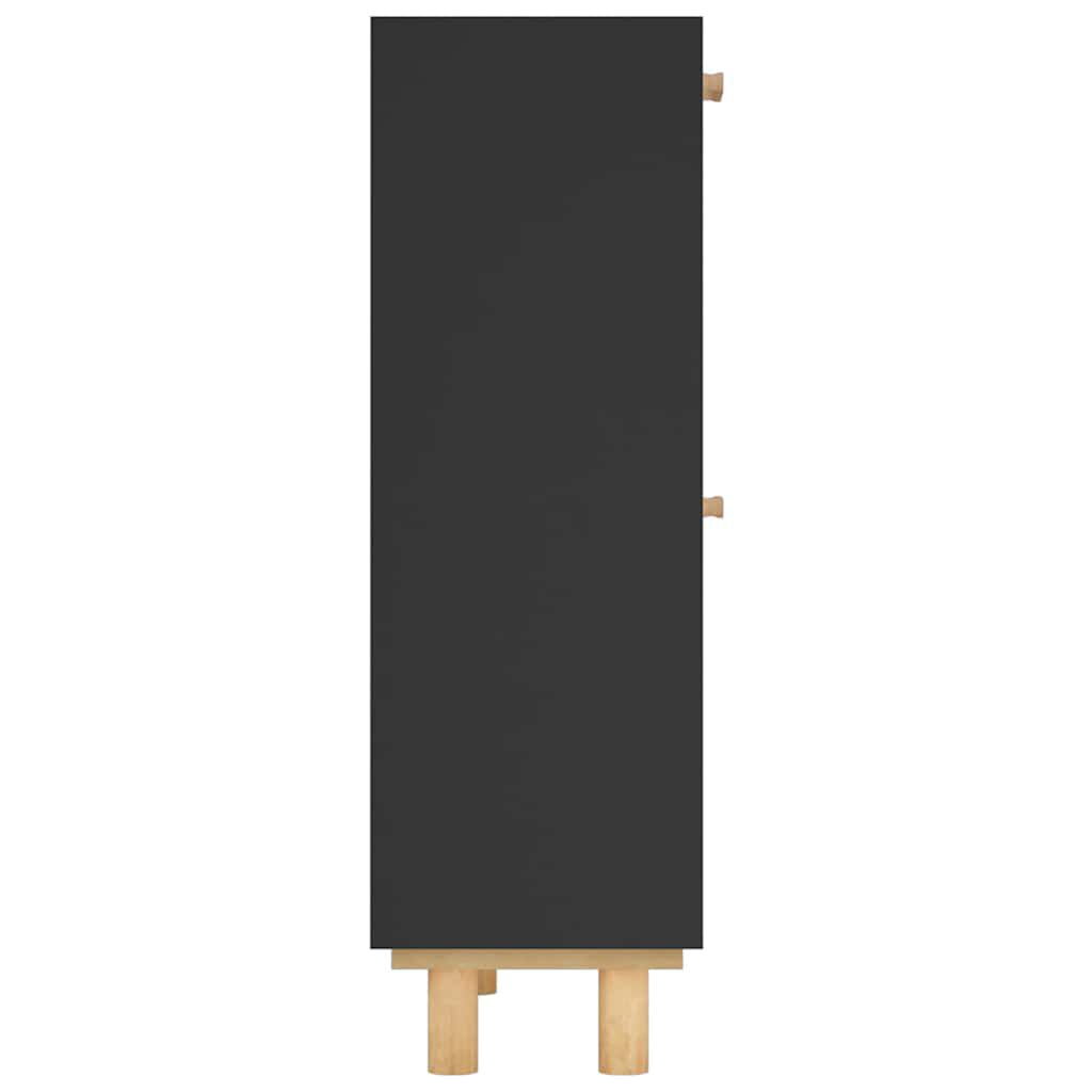 vidaXL Παπουτσοθήκη Μαύρη 52x25x80 εκ Επεξεργασμένο Ξύλο&Φυσικό Ρατάν