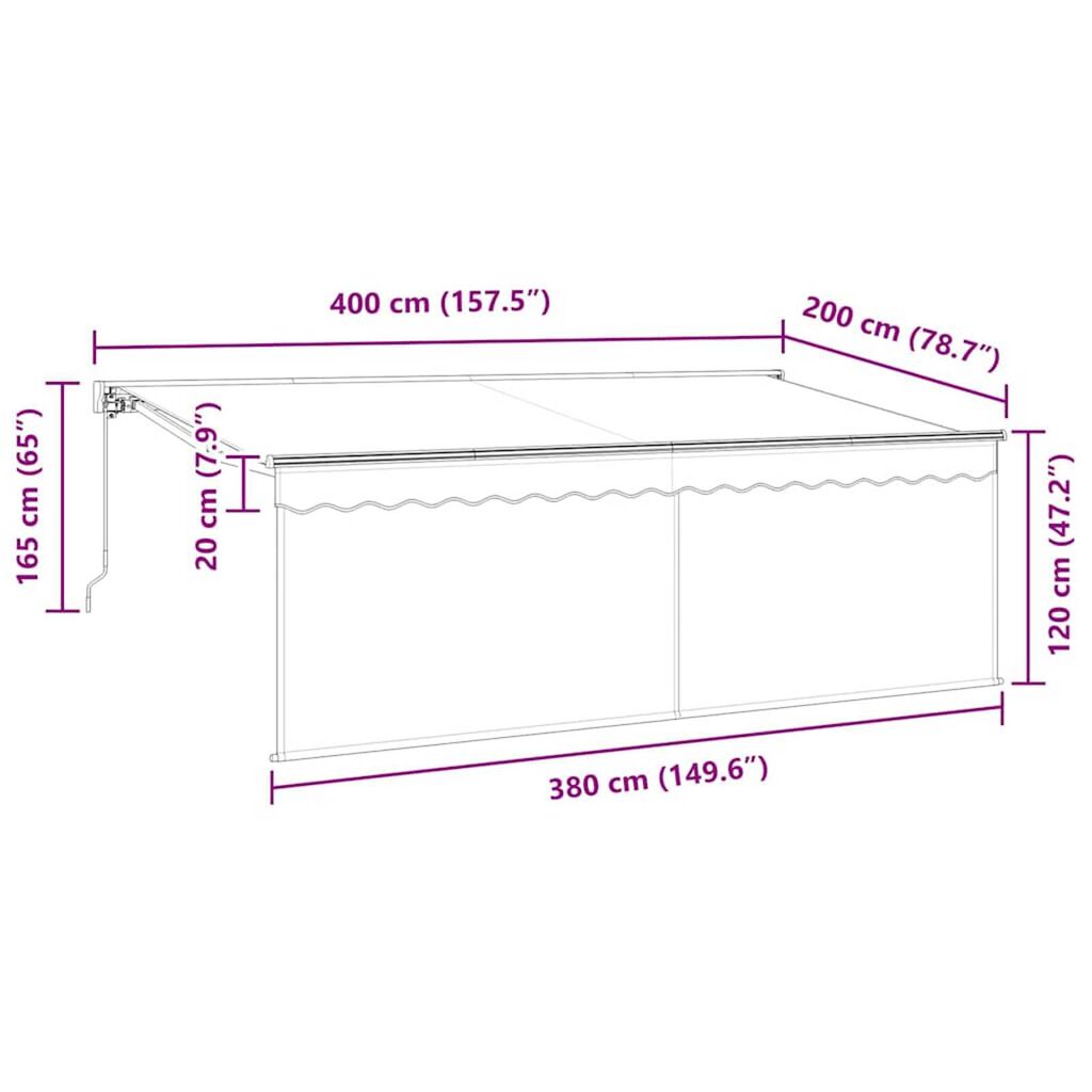 vidaXL Σκηνίτσα Αναδιπλούμενη Κρεμ 400 x 200 cm ύφασμα