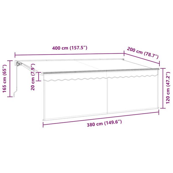 vidaXL Σκηνίτσα Αναδιπλούμενη Κρεμ 400 x 200 cm ύφασμα