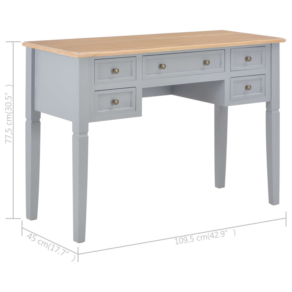 vidaXL Γραφείο Γκρι 109,5 x 45 x 77,5 εκ. Ξύλινο