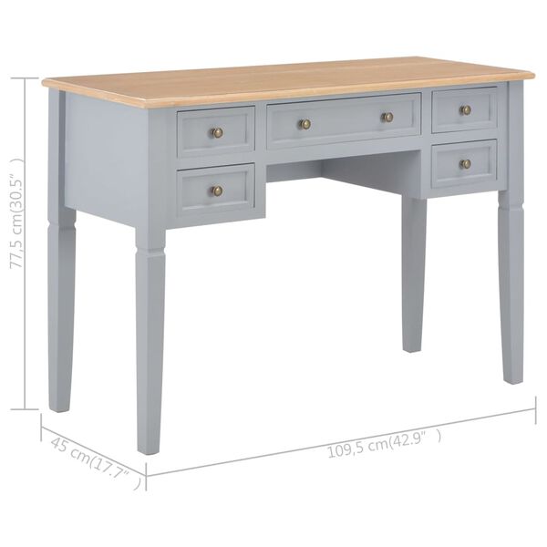 vidaXL Γραφείο Γκρι 109,5 x 45 x 77,5 εκ. Ξύλινο