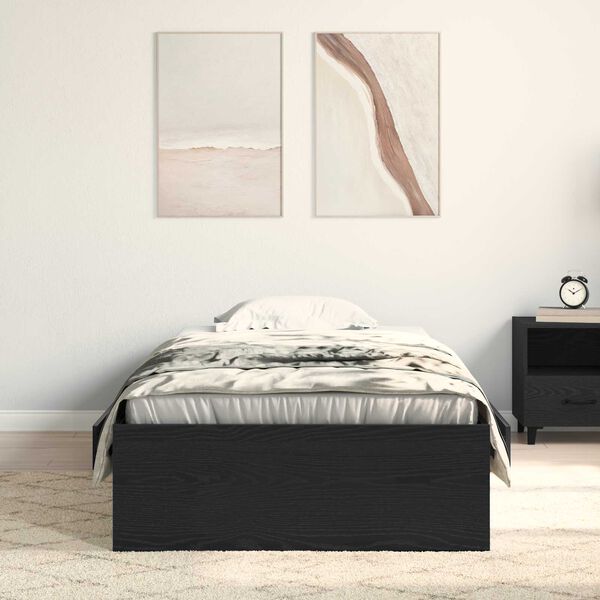 vidaXL Κρεβάτι με Συρτάρια Μαύρη δρυς 90 x 190 cm Επεξεργασμένο ξύλο