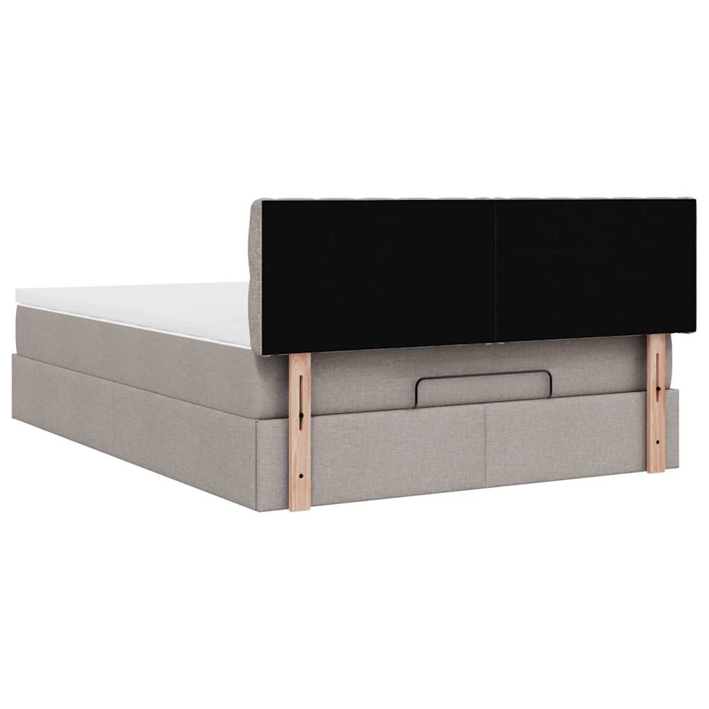 vidaXL Οθωμανικό κρεβάτι με στρώμα & LEDs Taupe 140x200 cm Ύφασμα