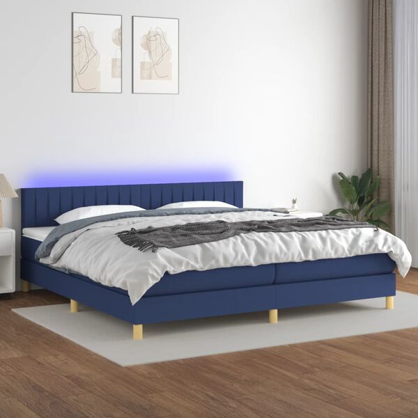 vidaXL &Kappa;&rho;&epsilon;&beta;ά&tau;&iota; Boxspring &mu;&epsilon; &Sigma;&tau;&rho;ώ&mu;&alpha; & LED &Mu;&pi;&lambda;&epsilon; 200x200 &epsilon;&kappa;. &Upsilon;&phi;&alpha;&sigma;&mu;ά&tau;&iota;&nu;&omicron;