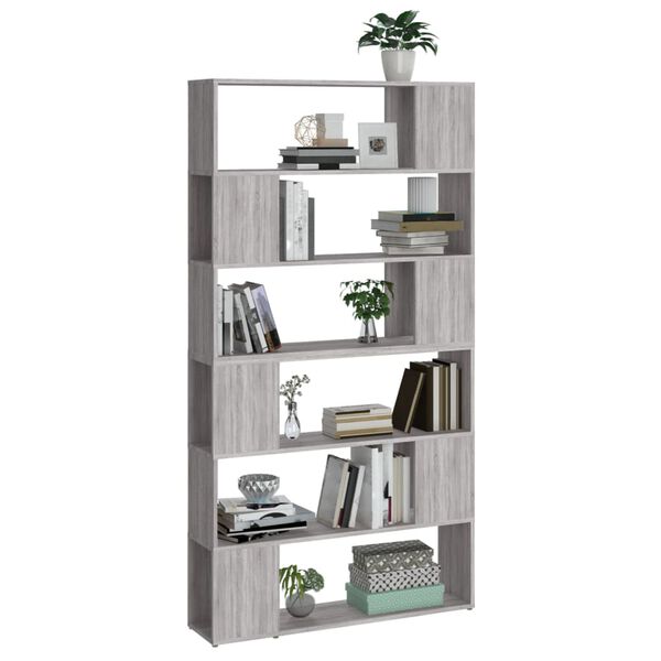 vidaXL Βιβλιοθήκη/Διαχωριστικό Χώρου Γκρι Sonoma 100 x 24 x 188 εκ.