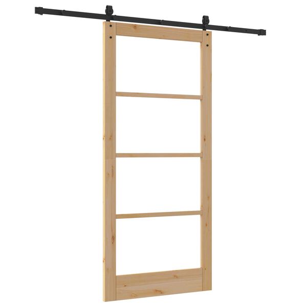 vidaXL Ολισθητή Πόρτα Καφέ 93 x 202 cm Ξύλο και μέταλλο