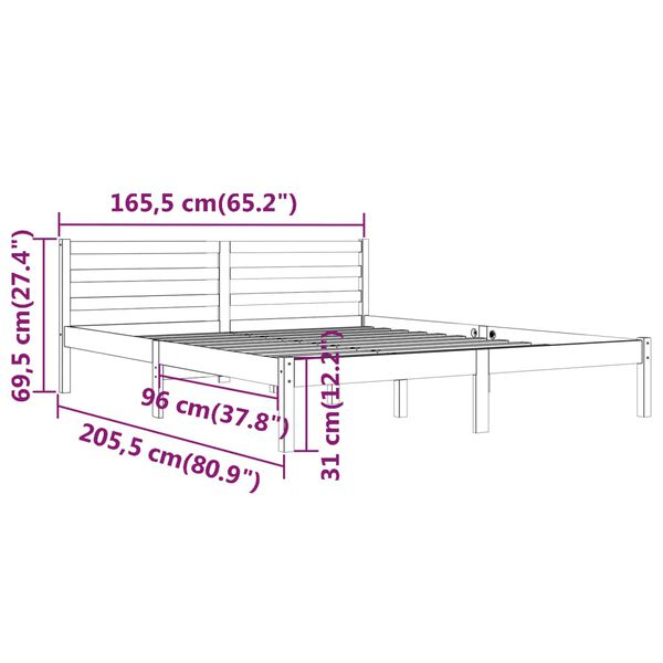 vidaXL Πλαίσιο Κρεβατιού Μαύρο 160 x 200 εκ. από Μασίφ Ξύλο Πεύκου