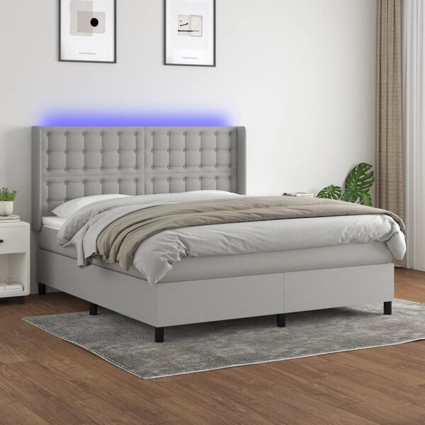 vidaXL &Kappa;&rho;&epsilon;&beta;ά&tau;&iota; Boxspring &mu;&epsilon; &Sigma;&tau;&rho;ώ&mu;&alpha; & LED &Alpha;&nu;.&Gamma;&kappa;&rho;&iota; 180x200&epsilon;&kappa;. &Upsilon;&phi;&alpha;&sigma;&mu;ά&tau;&iota;&nu;&omicron;