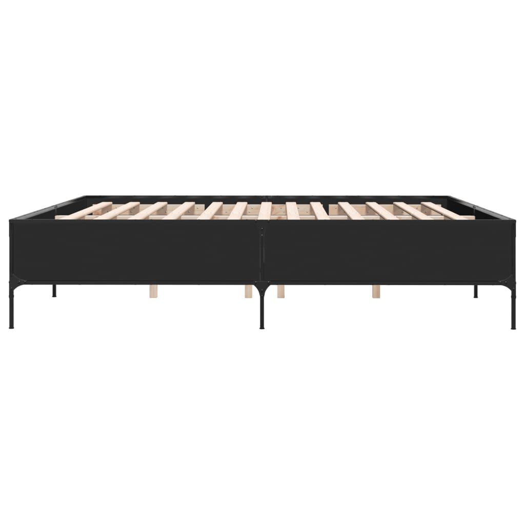 vidaXL Πλαίσιο Κρεβατιού Μαύρο 180 x 200 εκ. Επεξ. Ξύλο & Μέταλλο