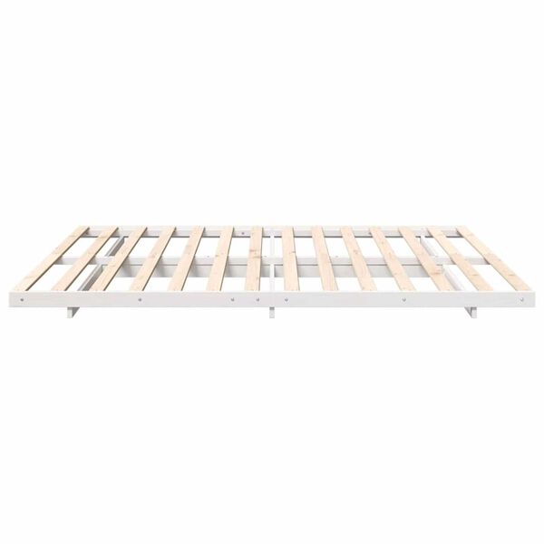 vidaXL Κρεβάτι δαπέδου Λευκό 200 x 220 cm Μασίφ ξύλο πεύκου