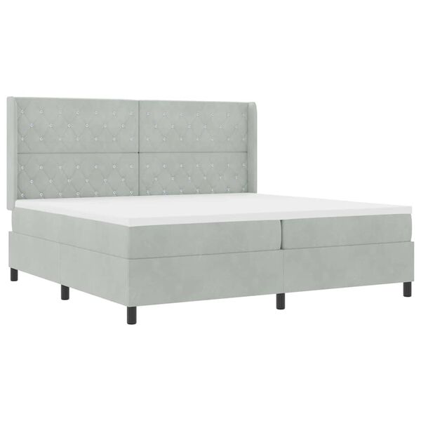 vidaXL Κρεβάτι Box Spring LED με Στρώμα Ανοιχτό γκρι 200 x 200 cm