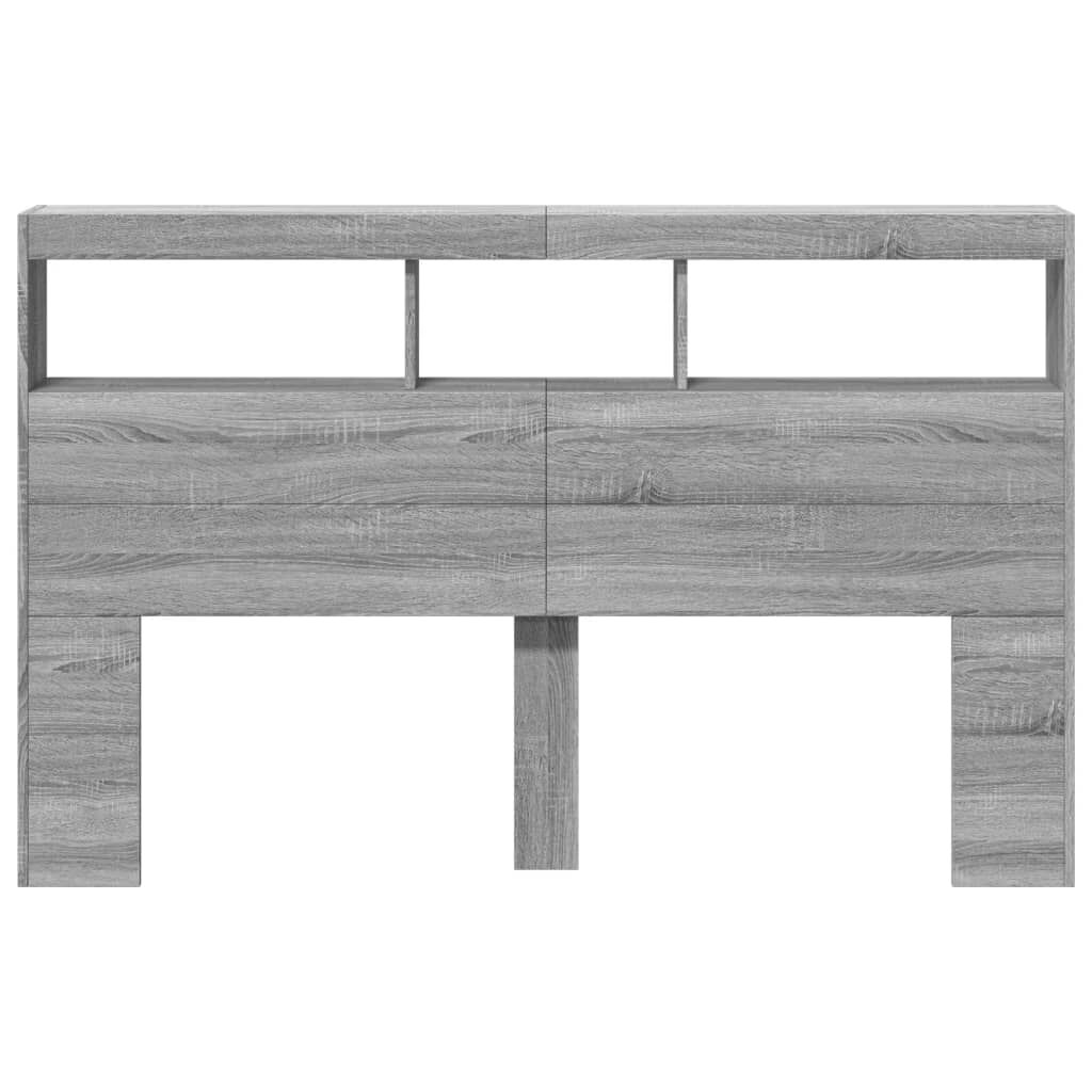 vidaXL Κεφαλάρι με Αποθηκ. Χώρο & LED Γκρι Sonoma 160x17x102 εκ.
