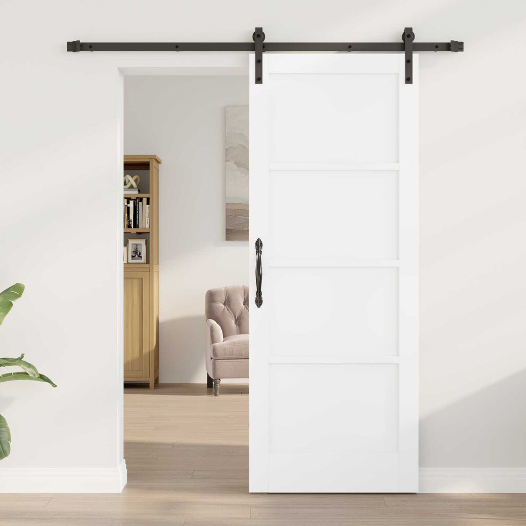 vidaXL Συρόμενη Πόρτα Λευκό και μαύρο 78 x 202 εκ.