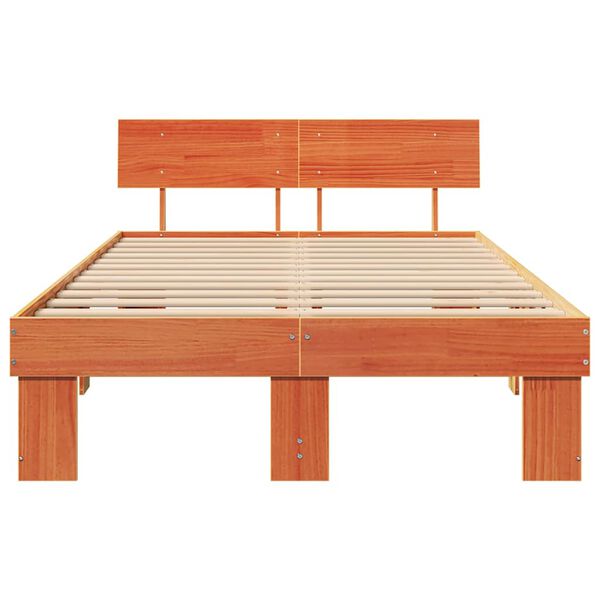 vidaXL Σκελετός Κρεβατιού Καφέ κεριού 140 x 190 cm Μασίφ ξύλο πεύκου