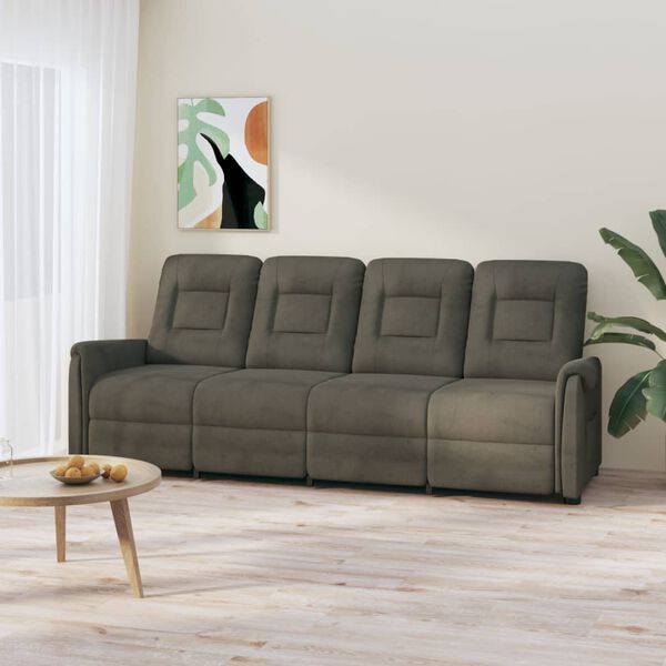 vidaXL Πολυθρόνα Μασάζ Τετραθέσια Ανακλ. Σκ. Γκρι Ύφασμα Μικροϊνών