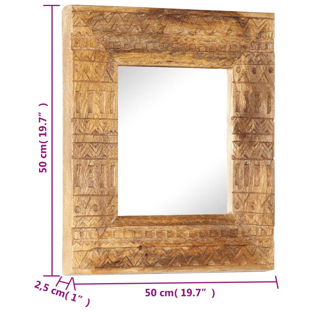 vidaXL Καθρέφτης Σκαλιστός στο Χέρι 50x50x2,5εκ. από Μασίφ Ξύλο Μάνγκο