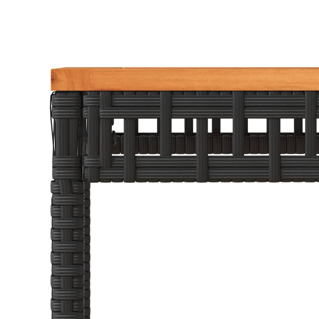 vidaXL Τραπέζι Κήπου Μαύρο 38x38x42 εκ. Συνθετικό Ρατάν & Ξύλο Ακακίας