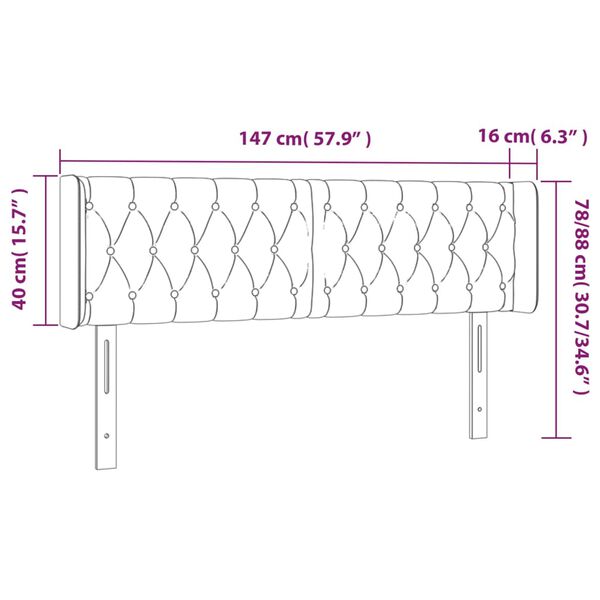 vidaXL Κεφαλάρι Κρεβατιού LED Ανοιχτό Γκρι 147x16x78/88 εκ. Βελούδινο