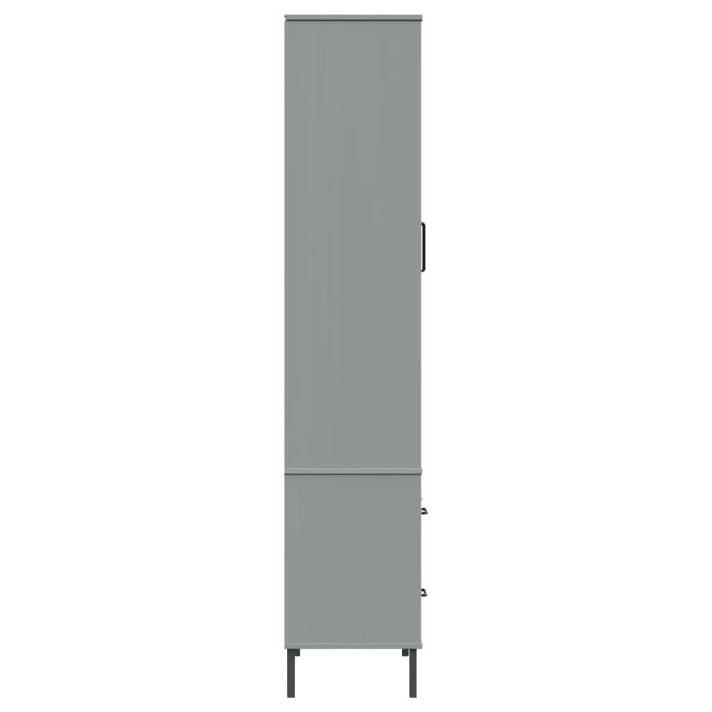 vidaXL Βιβλιοθήκη OSLO Γκρι 85x35x172,5 εκ. Μασίφ Ξύλο με Μεταλ. Πόδια
