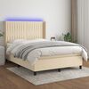 vidaXL &Kappa;&rho;&epsilon;&beta;ά&tau;&iota; Boxspring &mu;&epsilon; &Sigma;&tau;&rho;ώ&mu;&alpha; & LED &Kappa;&rho;&epsilon;&mu; 140x200 &epsilon;&kappa;. &Upsilon;&phi;&alpha;&sigma;&mu;ά&tau;&iota;&nu;&omicron;
