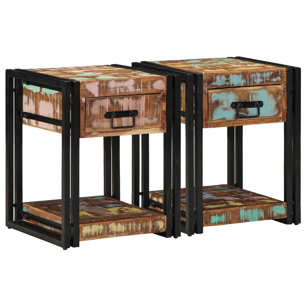 vidaXL Κομοδίνα 2 τμχ 40x40x50 εκ. Μασίφ Ανακυκλωμένο Ξύλο
