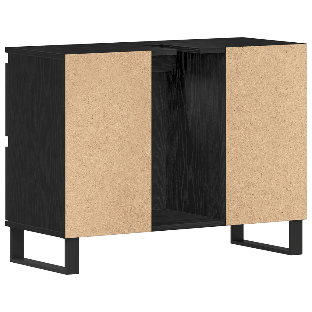 vidaXL Ντουλάπι για νιπτήρα Μαύρο Δρυς 80x33x60 εκ Επεξεργασμένο ξύλο