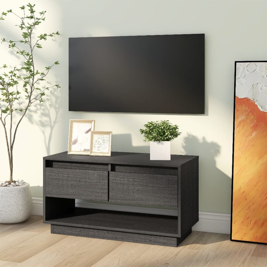 vidaXL Έπιπλο Τηλεόρασης Γκρι 74 x 34 x 40 εκ. από Μασίφ Ξύλο Πεύκου