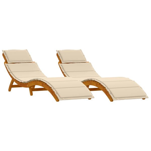 vidaXL Ξαπλώστρα 2 pcs Μπεζ 184 x 55 x 64 εκ Μασίφ ξύλο ακακίας