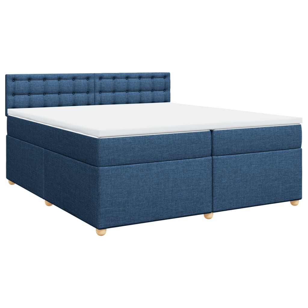 vidaXL Κρεβάτι Boxspring με Στρώμα Μπλε 200x200 εκ. Υφασμάτινο