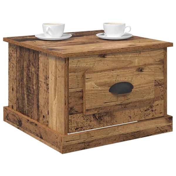 vidaXL Τραπεζάκι σαλονιού with Drawer Παλαιό ξύλο 50 x 50 x 35 cm