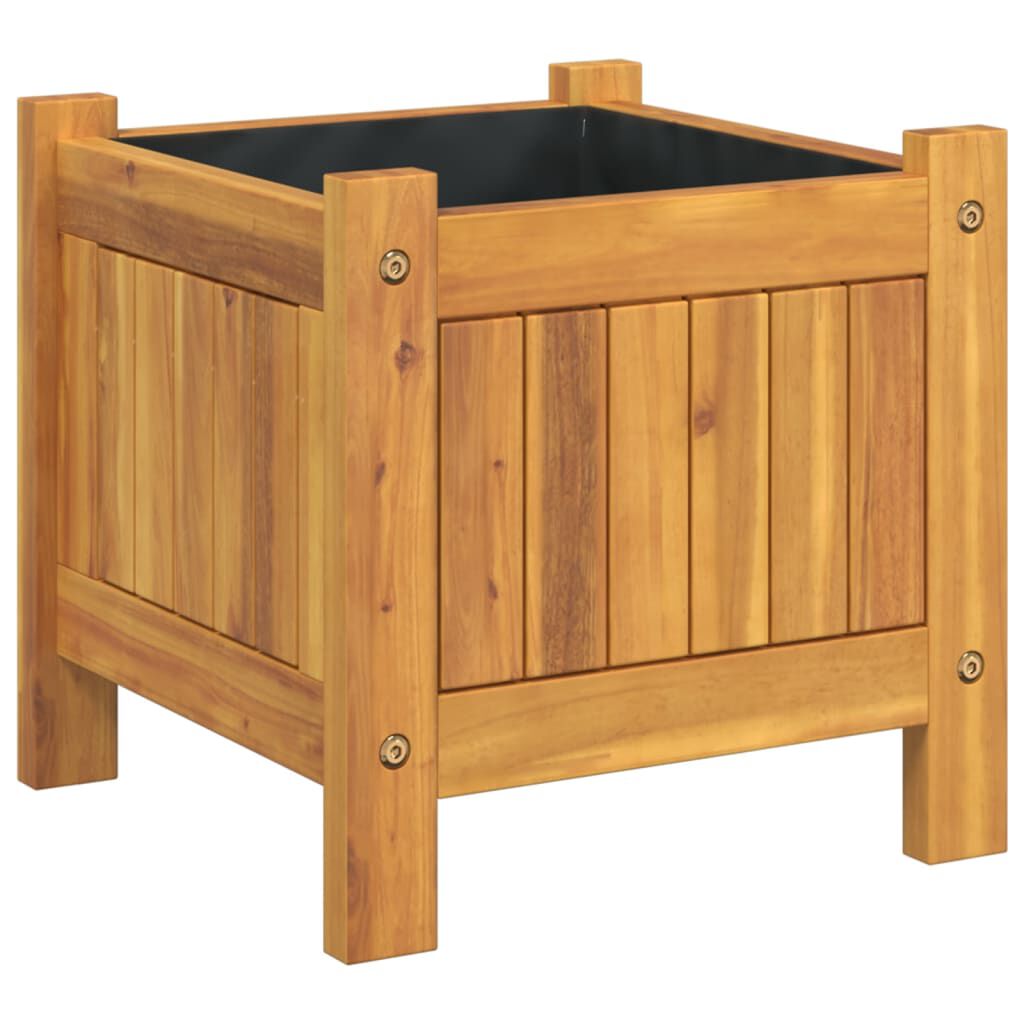 vidaXL Ζαρντινιέρα Κήπου με Επένδυση 31x31x30 εκ. Μασίφ Ξύλο Ακακίας