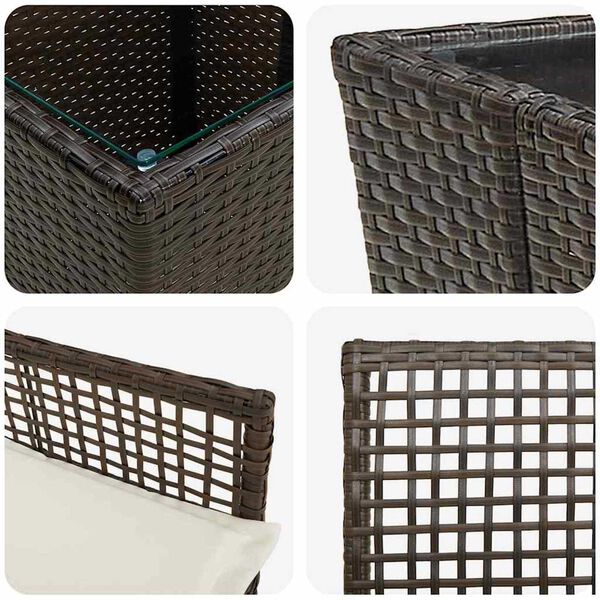 vidaXL Σετ Μπιστρό Κήπου 3 pcs Καφέ Πολυ ράταν