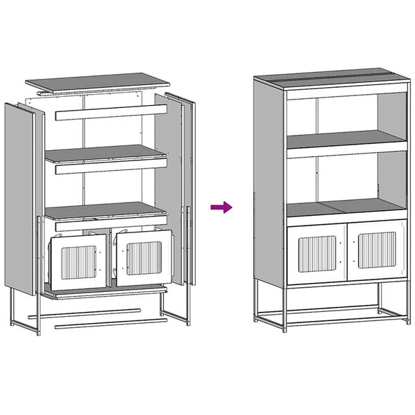 vidaXL Highboard Μουστάρδα κίτρινη 68x39x123 cm Χάλυβας