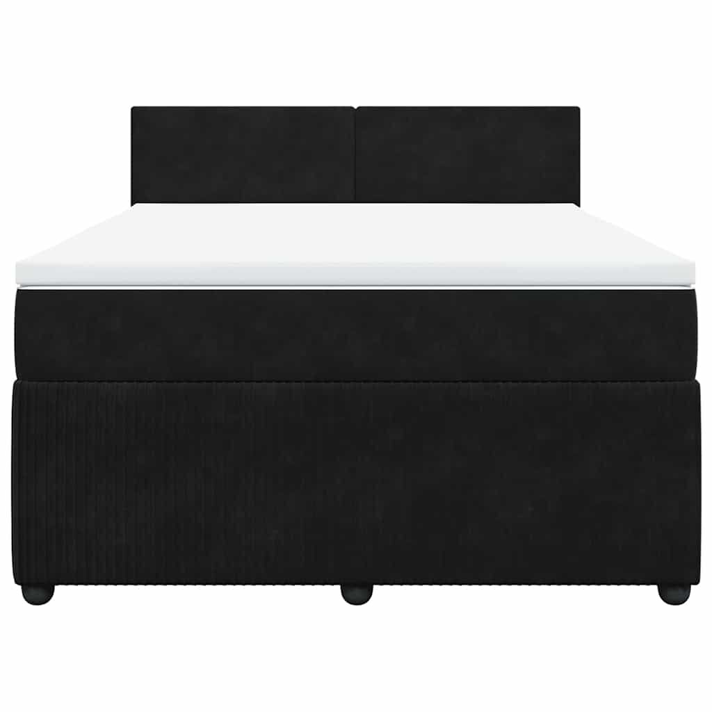 vidaXL Κρεβάτι Boxspring με Στρώμα Μαύρο 140x200 εκ. Βελούδινο