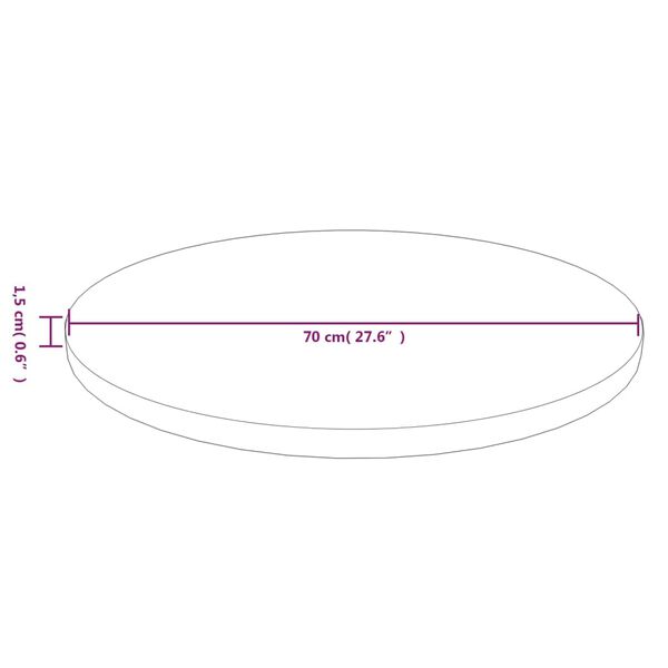 vidaXL Επιφάνεια Τραπεζιού Στρογγυλή Αν. Καφέ Ø70x1,5 εκ. Ξύλο Δρυς