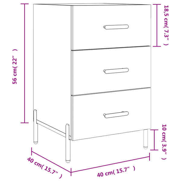 vidaXL Κομοδίνο Γκρι Sonoma 40 x 40 x 66 εκ. από Επεξεργασμένο Ξύλο