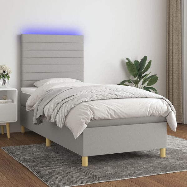 vidaXL &Kappa;&rho;&epsilon;&beta;ά&tau;&iota; Boxspring &mu;&epsilon; &Sigma;&tau;&rho;ώ&mu;&alpha; & LED &Alpha;&nu;.&Gamma;&kappa;&rho;&iota; 80x200 &epsilon;&kappa;. &Upsilon;&phi;&alpha;&sigma;&mu;ά&tau;&iota;&nu;&omicron;