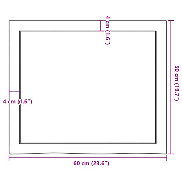 vidaXL Πάγκος Μπάνιου 60x50x(2-6) εκ. από Ακατέργαστο Μασίφ Ξύλο