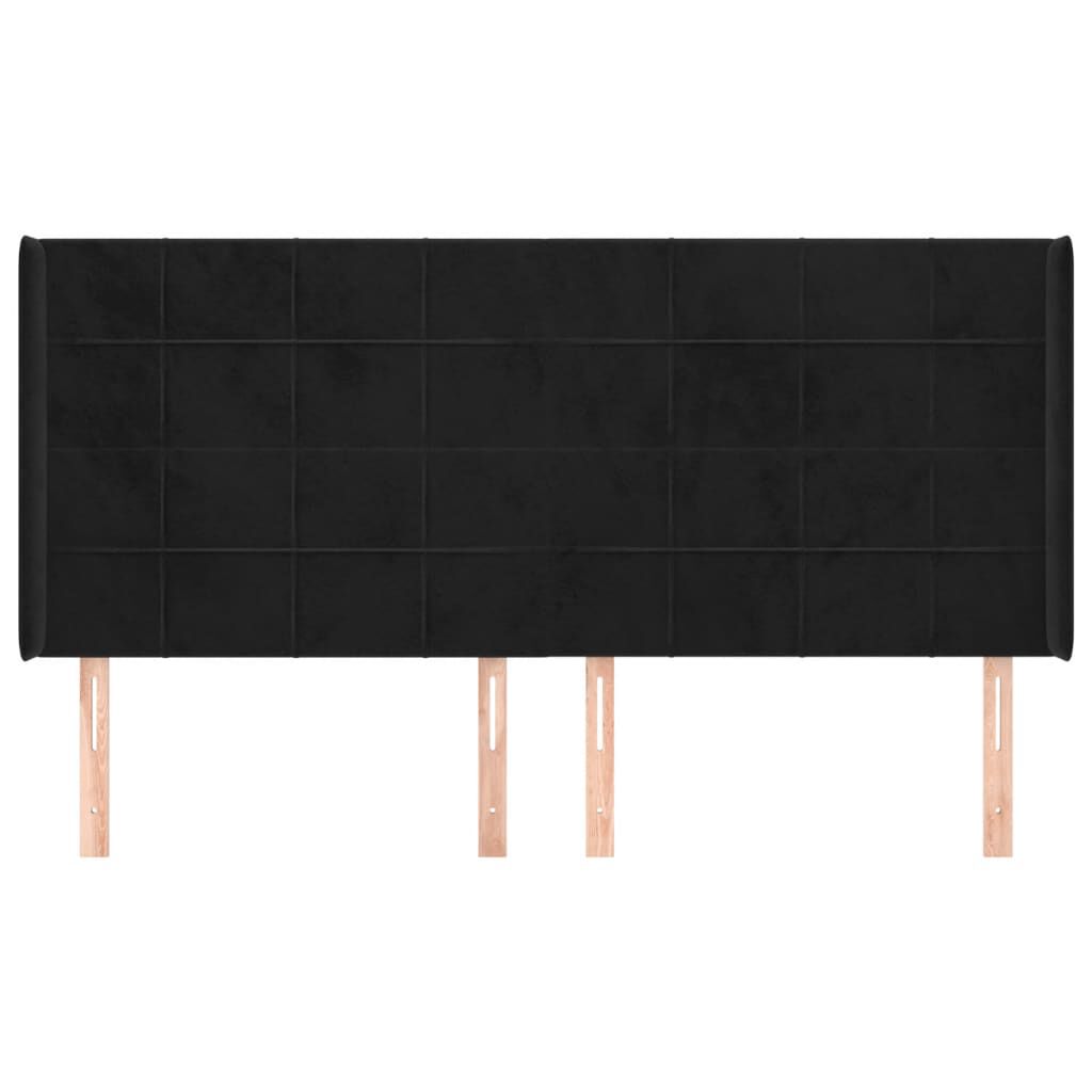 vidaXL Κεφαλάρι με Πτερύγια Μαύρο 203x16x118/128 εκ. Βελούδινο