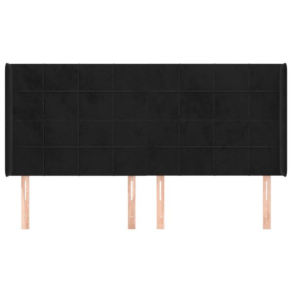 vidaXL Κεφαλάρι με Πτερύγια Μαύρο 203x16x118/128 εκ. Βελούδινο