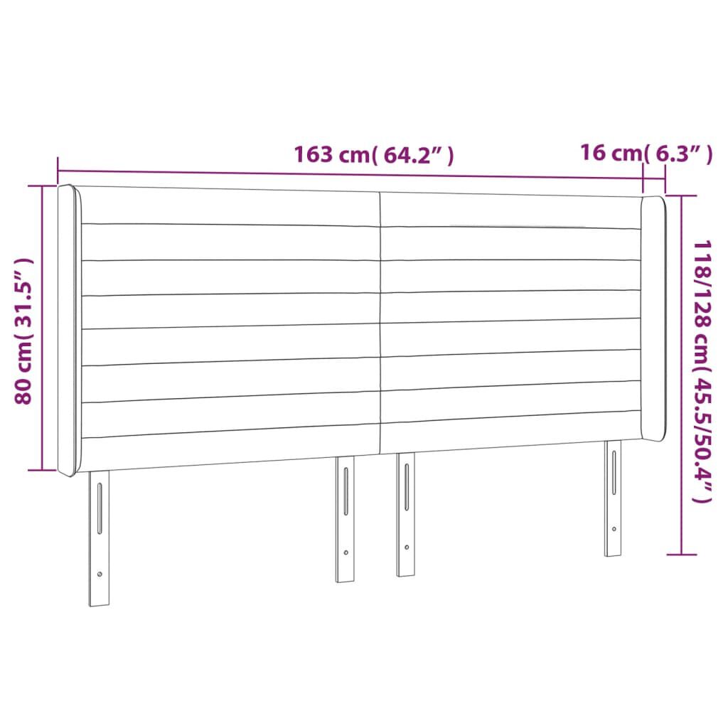 vidaXL Κεφαλάρι Κρεβατιού LED Κρεμ 163x16x118/128 εκ. Υφασμάτινο