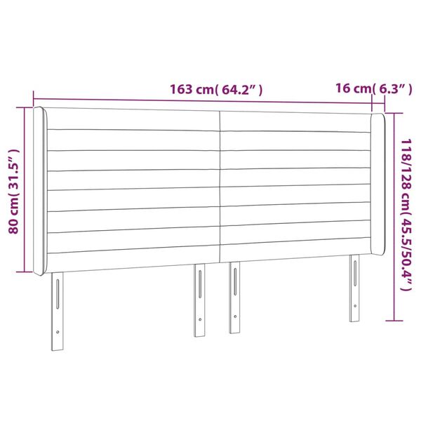 vidaXL Κεφαλάρι Κρεβατιού LED Κρεμ 163x16x118/128 εκ. Υφασμάτινο