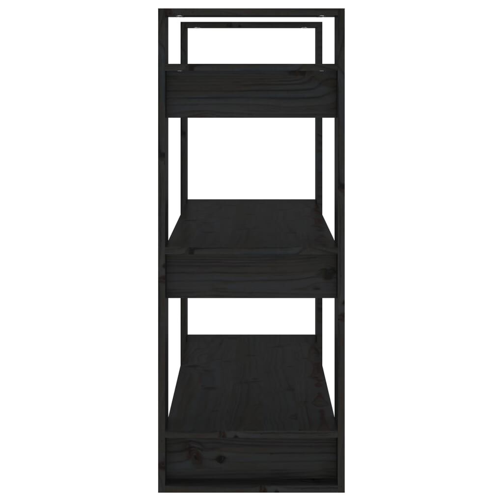 vidaXL Βιβλιοθήκη/Διαχωριστικό Χώρου Μαύρο 80x35x91 εκ. Μασίφ Πεύκο