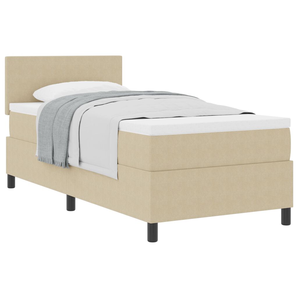 vidaXL Κρεβάτι Box Spring με Στρώμα Ανοιχτό Πράσινο Γκρι 90x200 εκ. Βελούδινο Ύφασμα