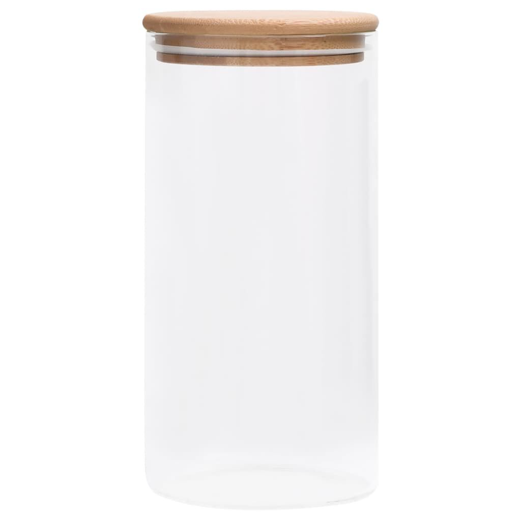 vidaXL Βάζα 4 τεμ. 1200 ml Γυάλινα με Καπάκι από Μπαμπού