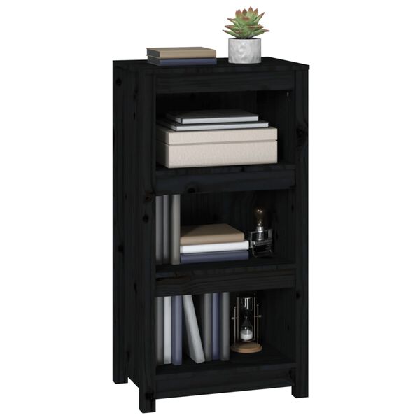 vidaXL Βιβλιοθήκη Μαύρη 50 x 35 x 97 εκ. από Μασίφ Ξύλο Πεύκου